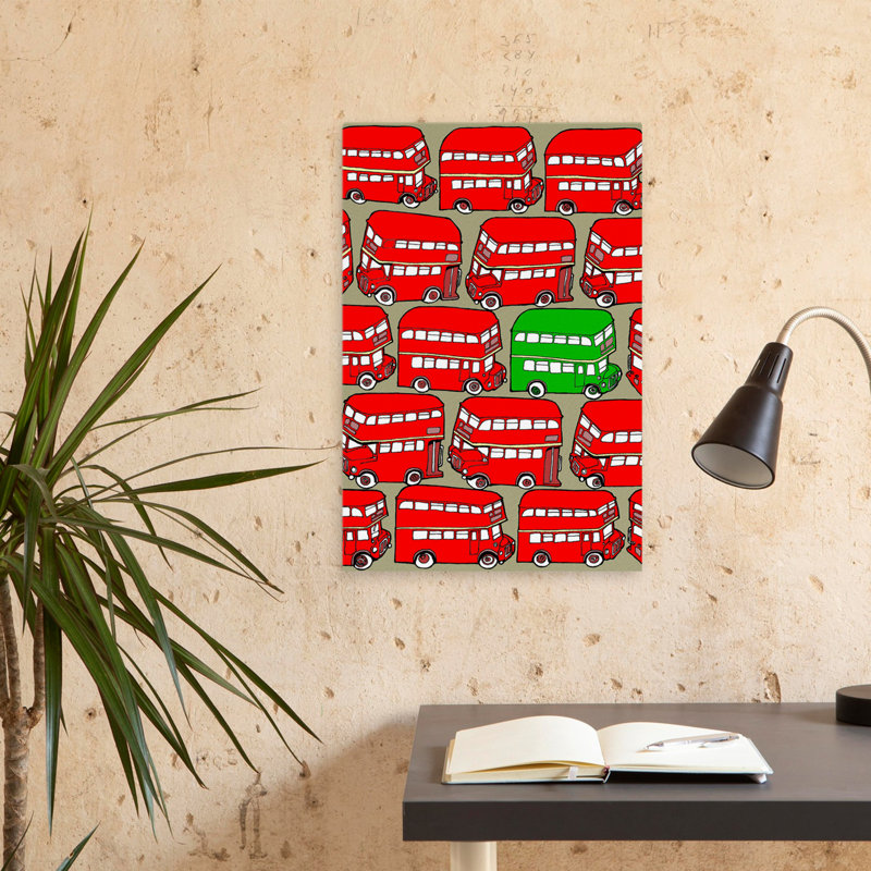 Odd Ones - Green Double Decker - Children Novelty Patterns Art, 24" H x 16" W