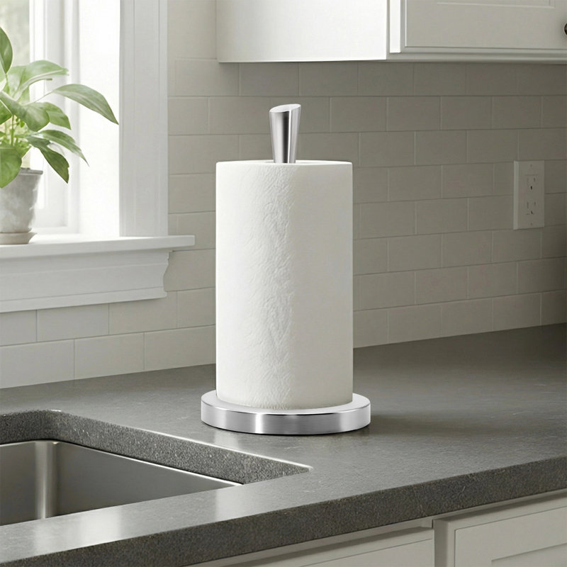 Porte-essuie-tout sur pied en acier inoxydable nickel brossé pour cuisine et salle de bain