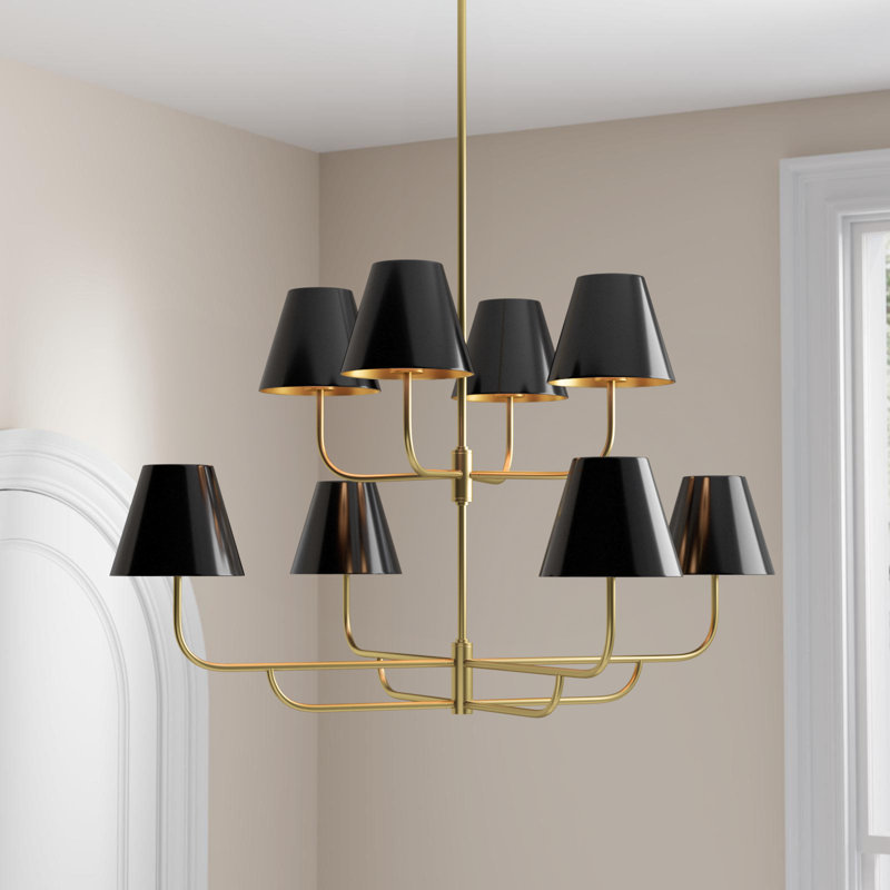 Lustre gradué à 8 lumières Corina, Noir
