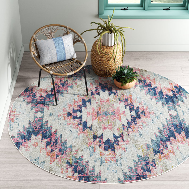 Emely Geometric Indoor Rug, Round 7'10"