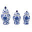 Set of 3 Blue & White Flower Food Safe Jars