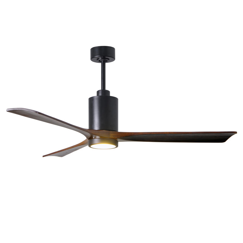Patricia LED Downrod Ceiling Fan, 60", Matte Black, Walnut Tone