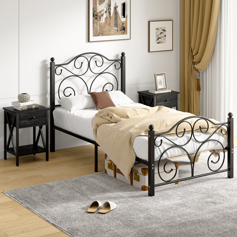 Auxter Steel Piece Bedroom Set, Black, Twin