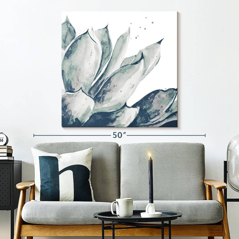 Harnek Blue Agave On White II, 33" H x 33" W