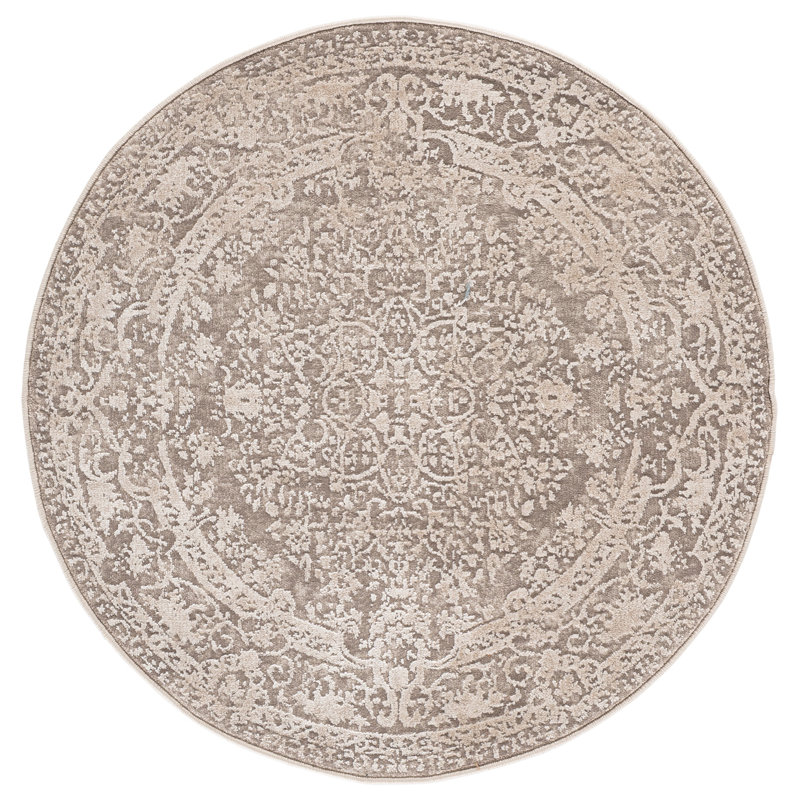 Calidia Oriental Beige/Cream Area Rug, Round 3'