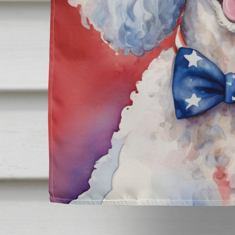 Drapeau patriotique de la maison américaine, Blanc / caniche bleu