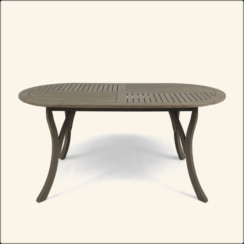 Table de salle à manger exquise en bois d'acacia pour un décor extérieur élégant, Gris