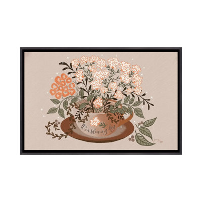 «Blooming Flowers In Coffee», reproduction d'art sur toile encadrée