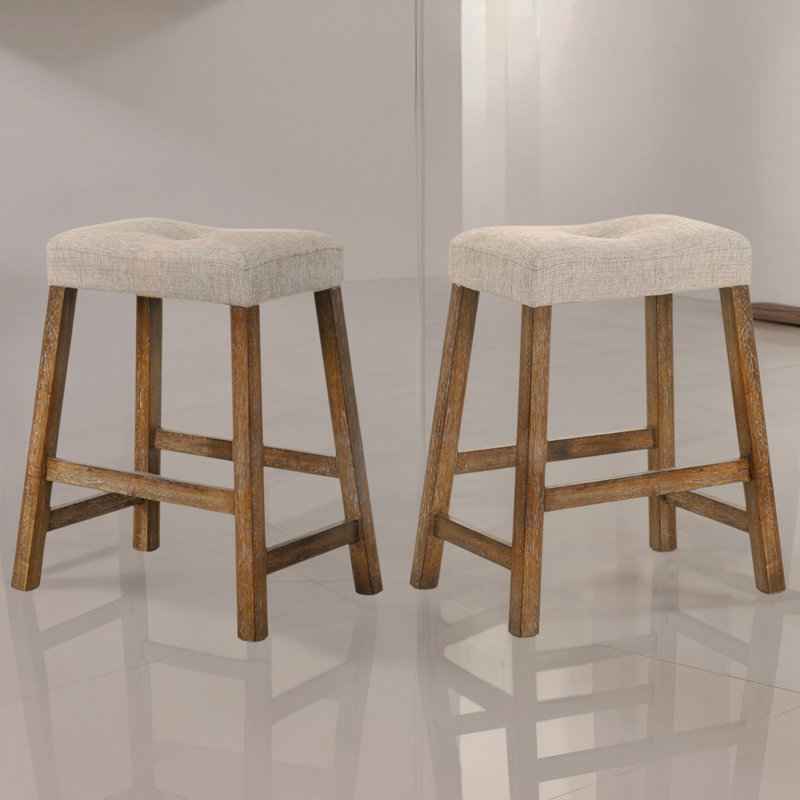 Ensemble de 2 tabourets de comptoir rustiques, tabourets de bar en bois sans dossier de 25 pouces