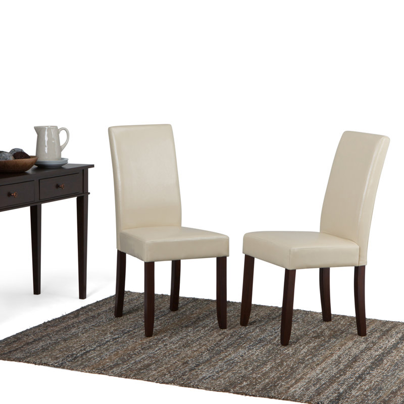 Acadian Andover Upholstered Parson Dining Chair with Tufted Backrest and Solid Wood Frame, Satin Cream