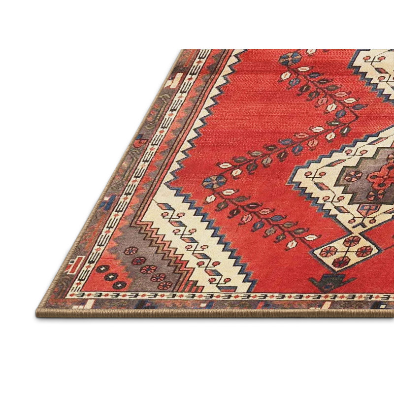 Tapis rouge / beige / brun Southwestern, Rectangle de 5 pi x 8 pi