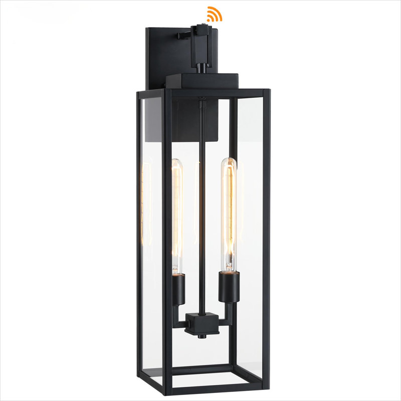 2-Light 27-in Matte Black Outdoor Wall Light with dusk to dawn sensor