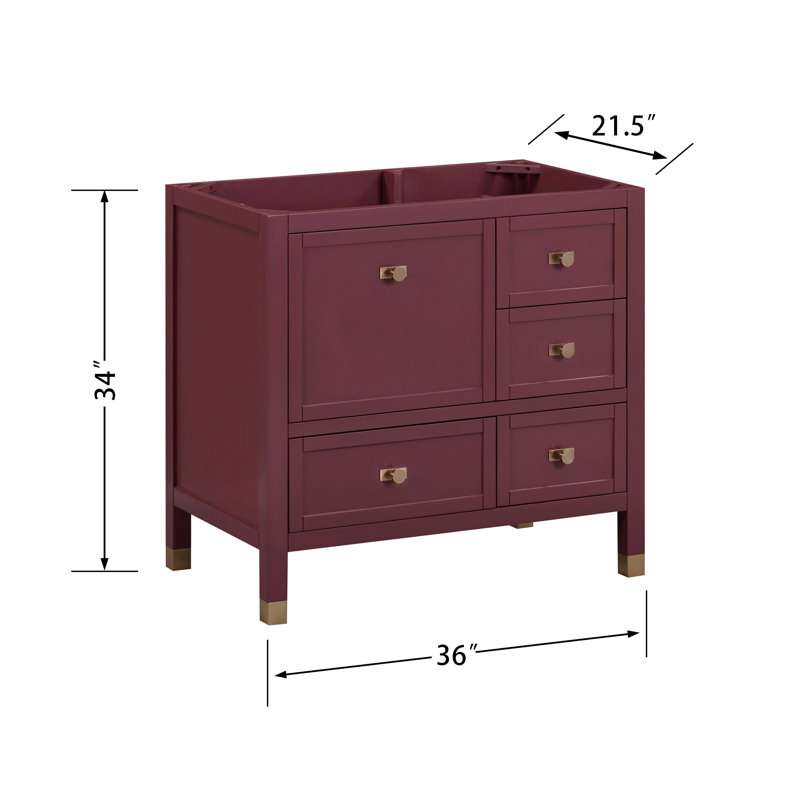 Alana 36 in. Single Sink Bathroom Vanity in Burgundy Red