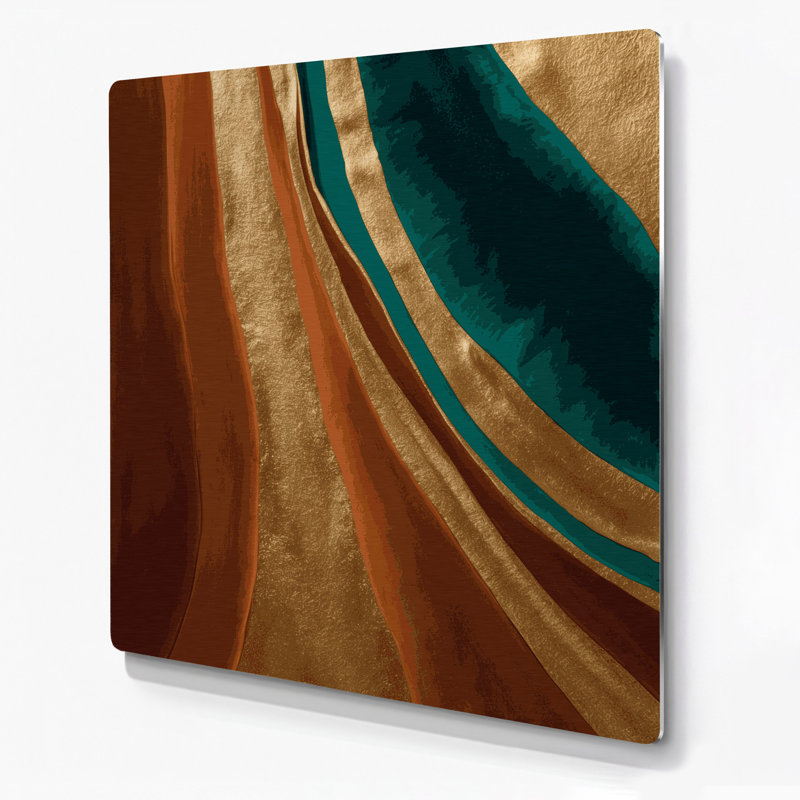 Art mural abstrait en métal brun 79, H 12 po x l 12 po
