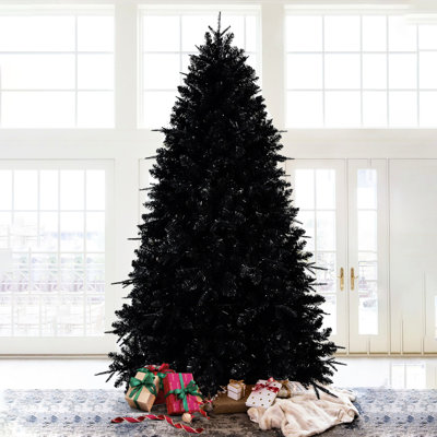 500 White Led Lights 7.5ft Black Christmas Tree, 2156 Pe+ Tips, Hinged Design, Metal Stand, & Holiday Radiance Lights, Structure, Style In Festive Displaying