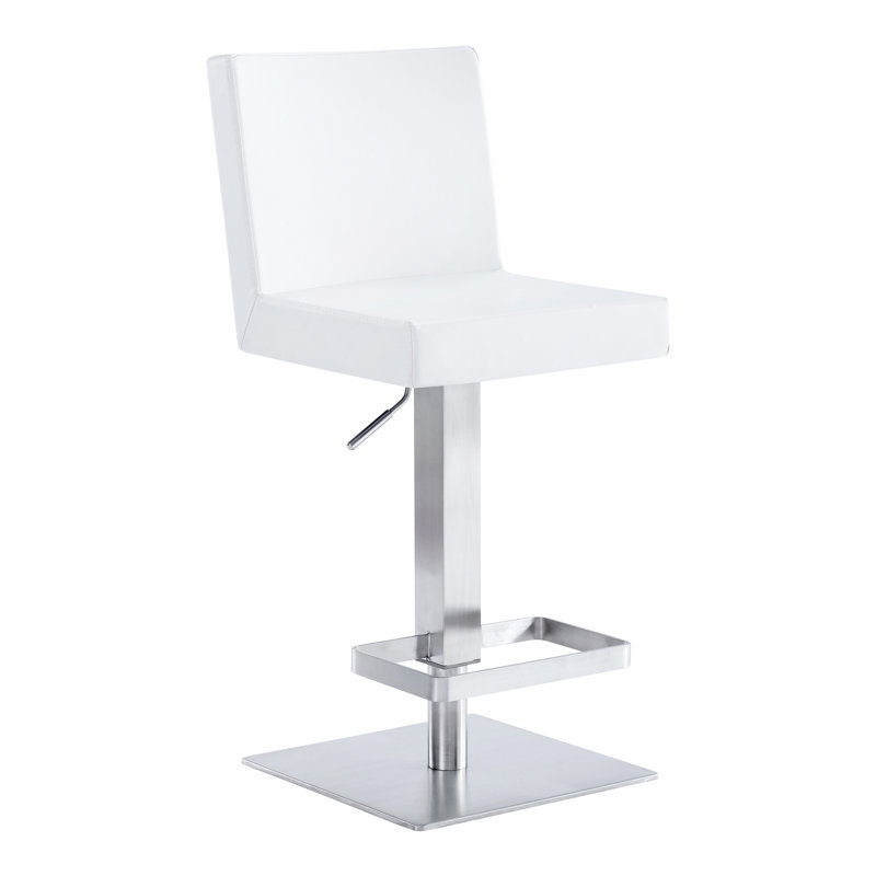 Tabouret de bar Bucoli, Acier inoxydable brossé, Blanc