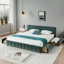 Très grand lit plateforme tapissier avec rangement, structure en chenille avec tête de lit, vert-1489985781-1490678496