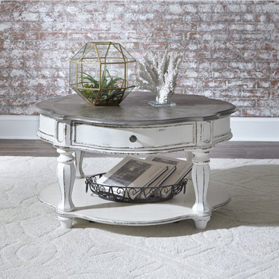 Colchester Round 1-Drawer Coffee Table with Casters