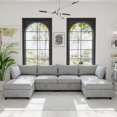 Modular Sectional Sofa, Convertible Sofa Seat With Storage, Sleeper Sectional Sofa Set, Fabric Flexible Modular Combinations For Living Room