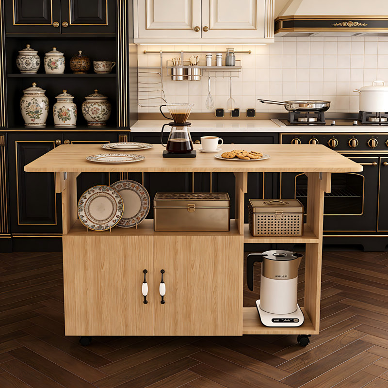 Table de salle à manger pliante multifonctionnelle de 47 po avec tablettes et roulettes de rangement, table compacte peu encombrante pour la cuisine, le dortoir et le bureau