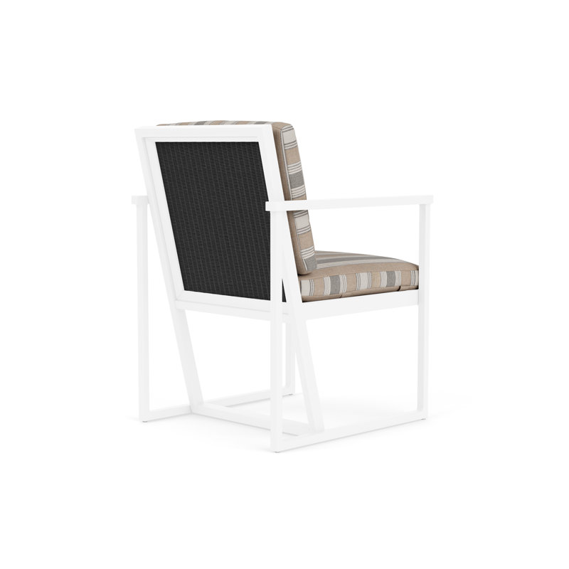 Summit Outdoor Dining Armchair, Pewter, Purveyor Pewter, White