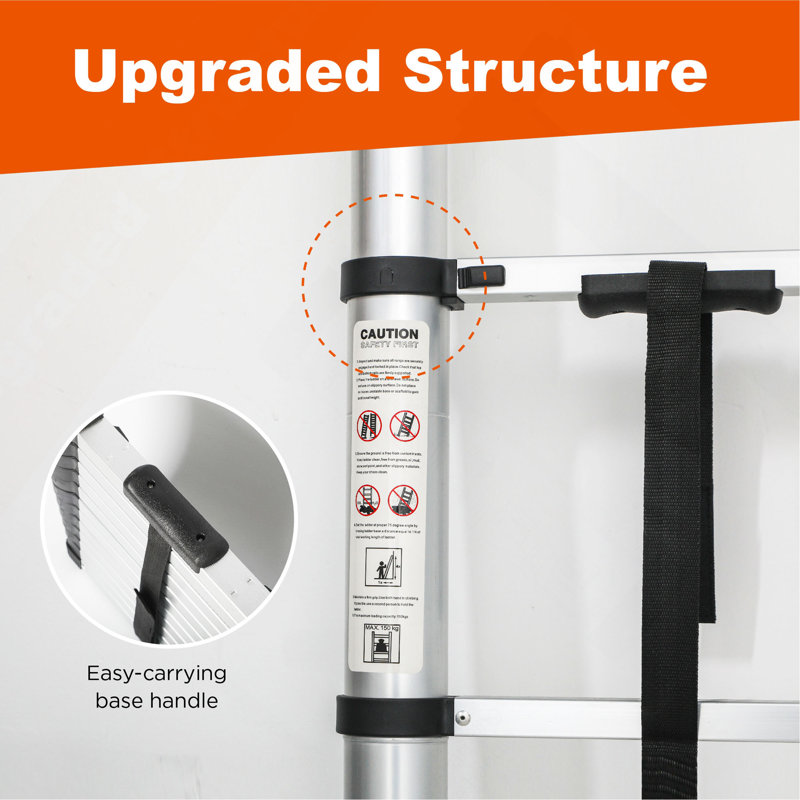 Échelle télescopique 8,5 pi, échelle télescopique, échelle pliante en alliage d'aluminium portable multi-usages pour le travail intérieur et extérieur, charge robuste de 300 lb