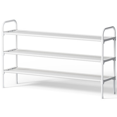 Extra-Long Shoe Rack for Closet, Shoe Organizer for Front Door Entrance, Stackable Shoe Shelf, Detachable Closet Organizers and Storage, 39.0" Wide - 3 Tier, White