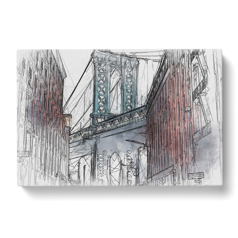 George Washington Bridge In Abstract - Wrapped Canvas Print, 35cm H x 50cm W x 3cm D