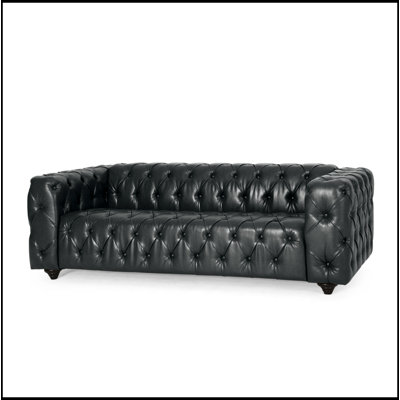 Mirod Comfy 3-seat Sofa with Wooden Legs, PU, for Living Room and Study