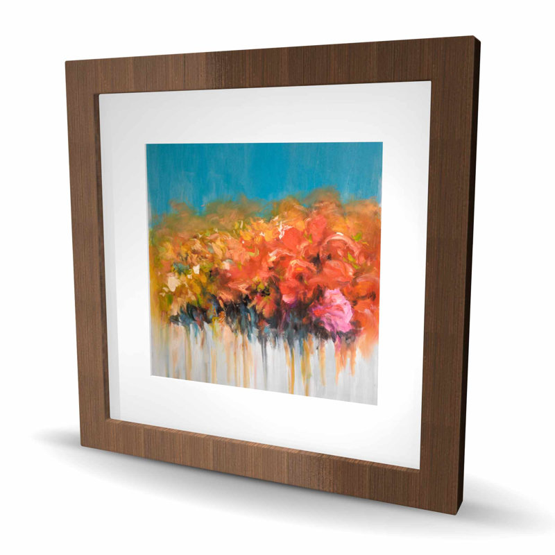 Ensemble de fleurs orange - impression abstraite encadrée de salle de bain, H 16 po x l 16 po