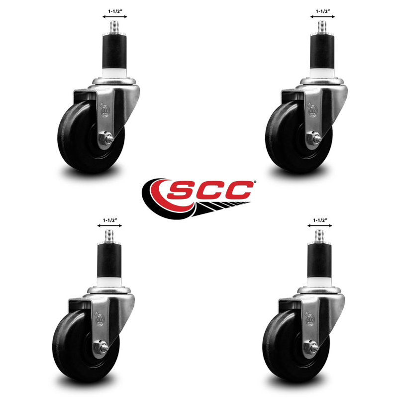 Phenolic Wheel Swivel Expanding Stem Caster Set SCC NB 3-1/2" x 1-1/2"