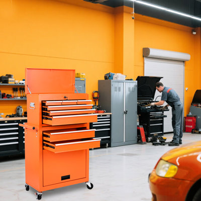 Chariot à outils en métal, rangement roulant à 8 tiroirs, coffre supérieur amovible 2 en 1, tiroirs à usage indépendant, rangement organisé
