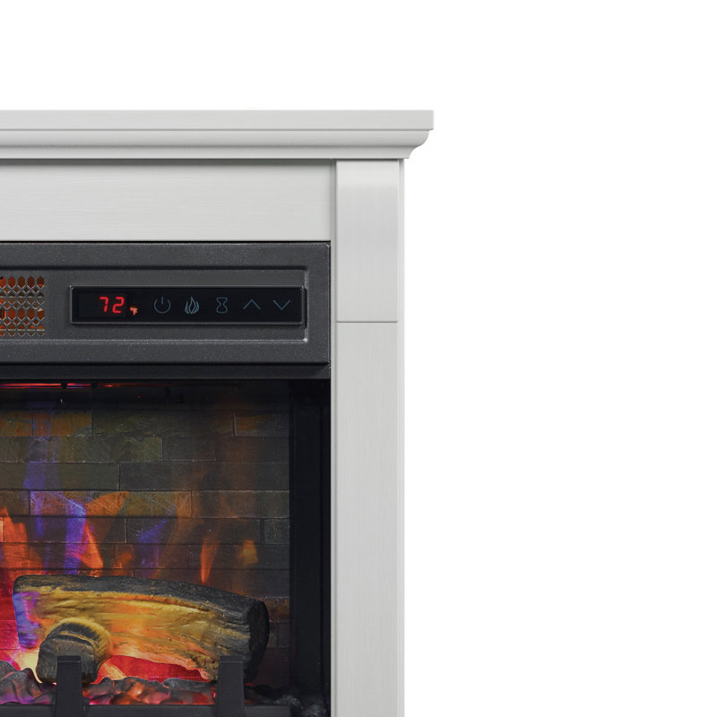 Aracel 23.63'' W White Electric Fireplace & Mantel Package