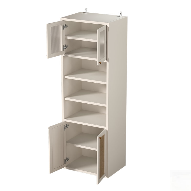Grande armoire de rangement pour garde-manger, organisateur moderne très profond de 71 po avec tablette ouverte et rangement fermé, conception anti-basculement autoportante de 71 po