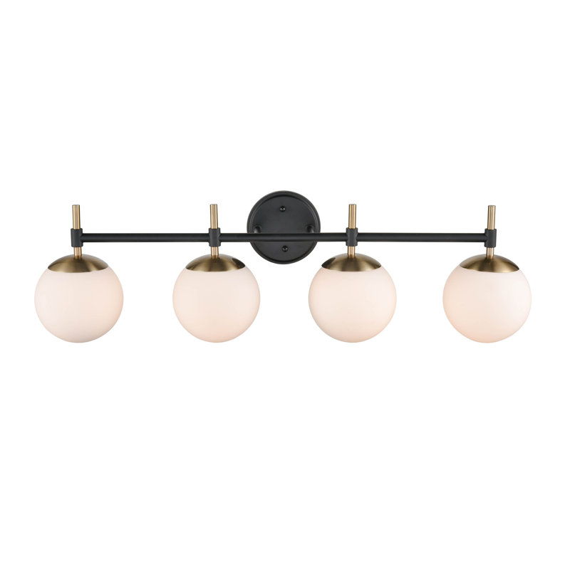 Aparicio Dimmable Bathroom Vanity Light, 4, Matte Black/Modern Gold