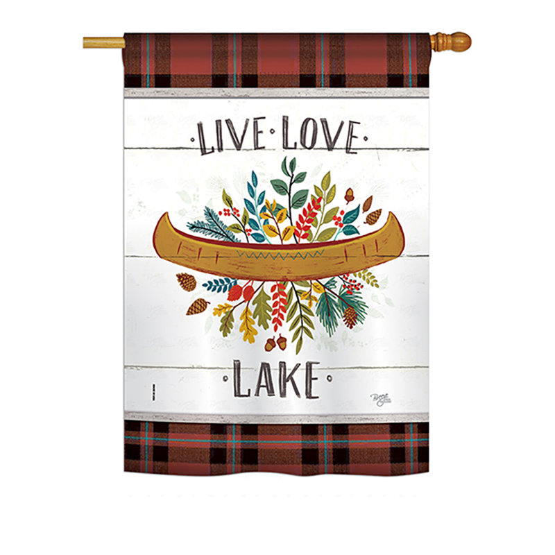 Drapeau de maison en polyester 40 po x 28 po Bellaire Live Love Lake Nature