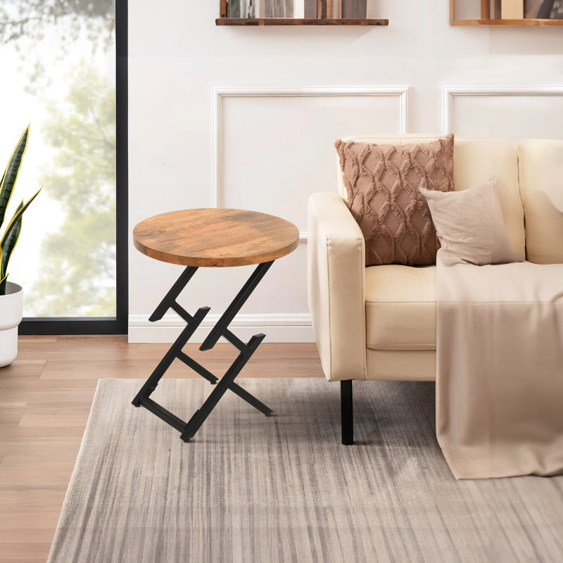 Dyfan Brown Solid Wood Top End Table