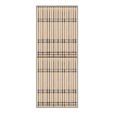 Abdellah Machine Washable Plaid Ivory / Brown Runner With Non-Slip Backing