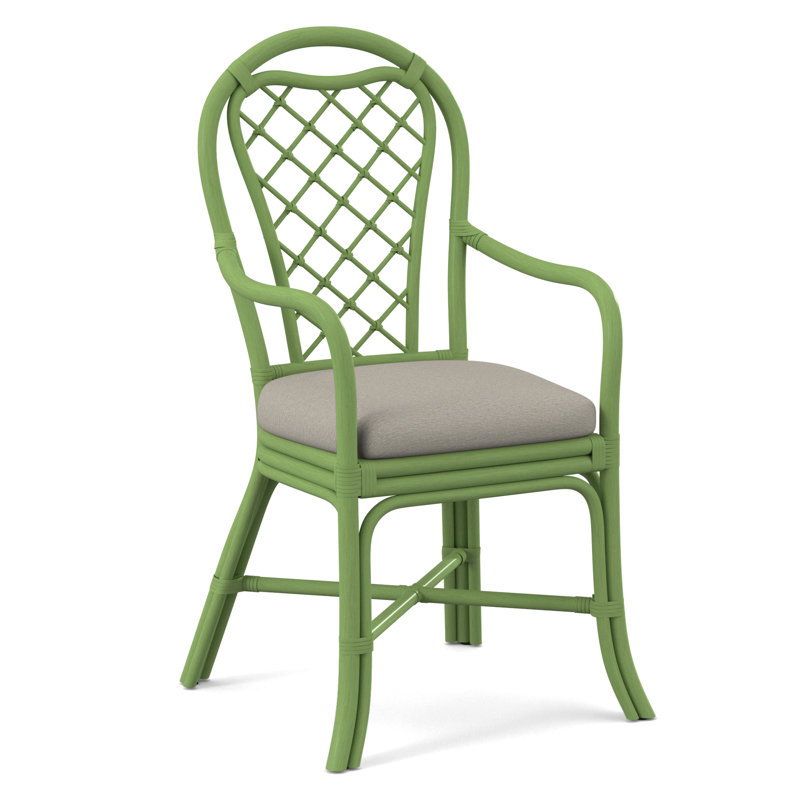 Trellis Dining Arm Chair, White Performance Fabric; 0851-94, Nickel