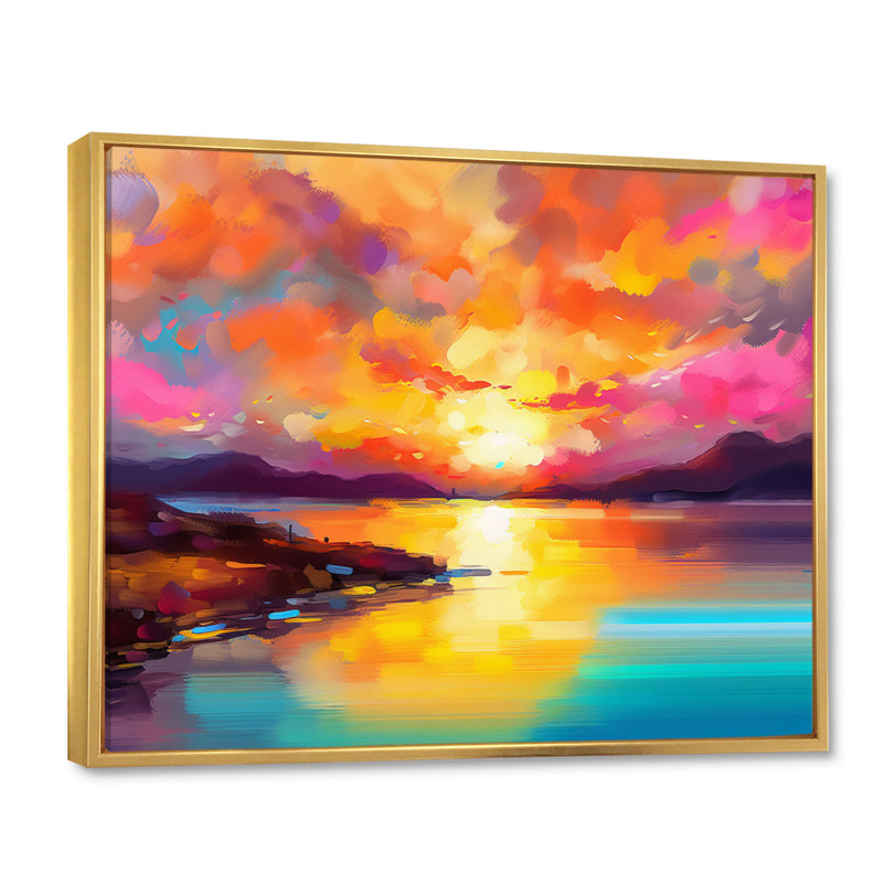 Coucher de soleil avec des reflets colorés II - Coastal Sunset, reproduction sur toile, Doré, H 12 po x l 20 po
