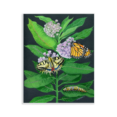 Art rétro sur plaque d'asclépiade et d'insectes par Ann Jasperson