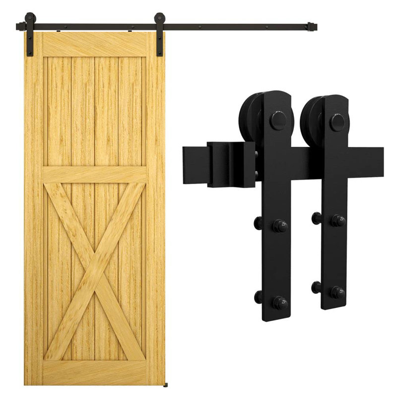 6FT Black Steel Sliding Barn Door Hardware Kit