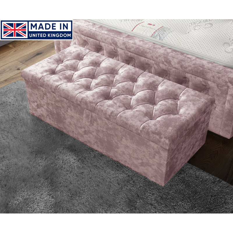 Felica 102cm Wide Tufted Rectangle Storage Ottoman with Hydrolic Arm, Pink