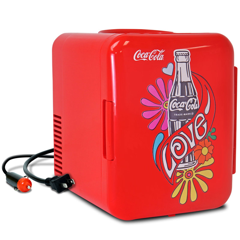 Mini réfrigérateur de comptoir 6 canettes Coca-Cola, glacière portative 4L et réchaud