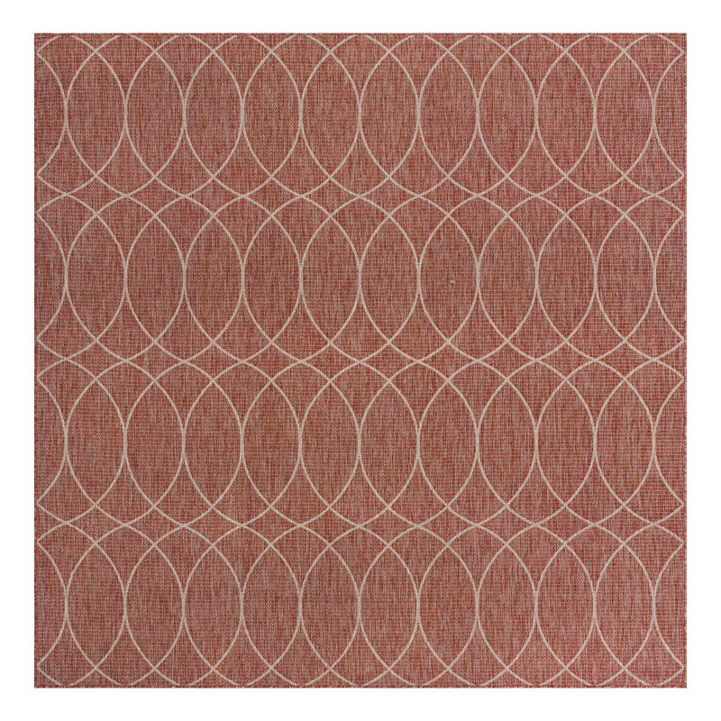 Rust Red Gitter Indoor/Outdoor Trellis Rug, Square 10'