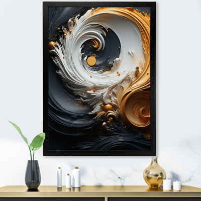 Liquid Gold Black and White Swirling Magic - Print on Canvas