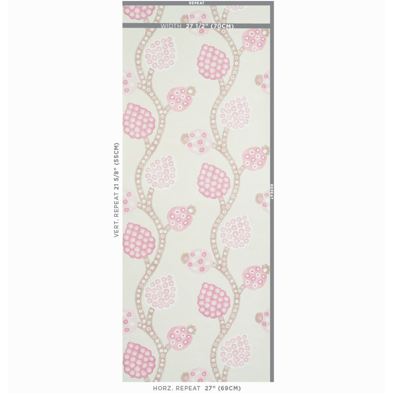 Annabel Warp Print Wallpaper, Rose
