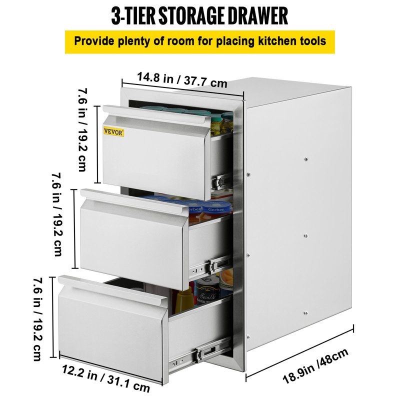15'' Stainless Steel Drawers