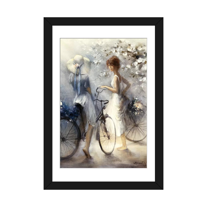 «Spring», reproduction sur toile, H 32 po x l 24 po x P 1 po, Papier beaux-arts encadré noir, Blanc