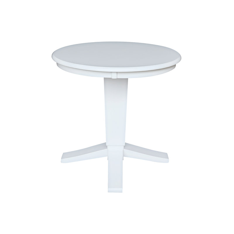 Grachan Round Top Solid Wood Dining Table, White, 29.9"H x 30"L x 30"W